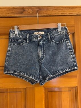 Hollister Women's High-Rise Washed Denim Shorts - Blue size 5